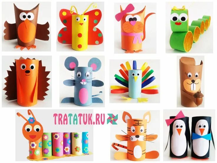 Поделки самоделки много Toilet Paper Roll Crafts: Animal Edition