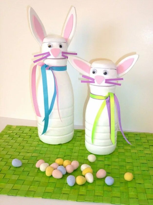 Поделки самоделки молоко How-To: Funny Bunny Candy Containers - Make: Coffee creamer bottle crafts, Easte