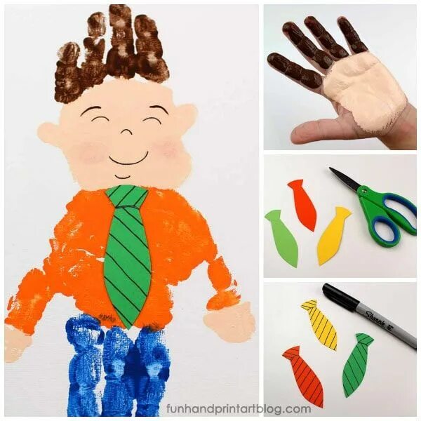 Поделки самоделки на день отца How to make a Handprint Little Man for Father's Day Canvas Keepsake Kids fathers