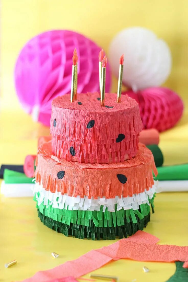 Поделки самоделки на день рождения Summer Party: Gateau Pinata Pasteque // tutorial bday diy crafts watermelon birt