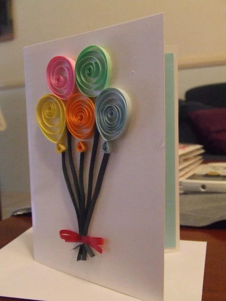 Поделки самоделки на др Balloon Card Quilling birthday cards, Cards handmade, Handmade birthday cards