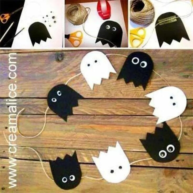 Поделки самоделки на хэллоуин 30 inpirations de bricolages pour célébrer Halloween en famille Guirlande fantom