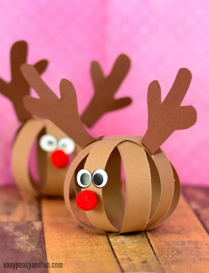 Поделки самоделки новые поделки Paper Ball Reindeer Craft Paper crafts for kids, Christmas crafts for kids, Wint