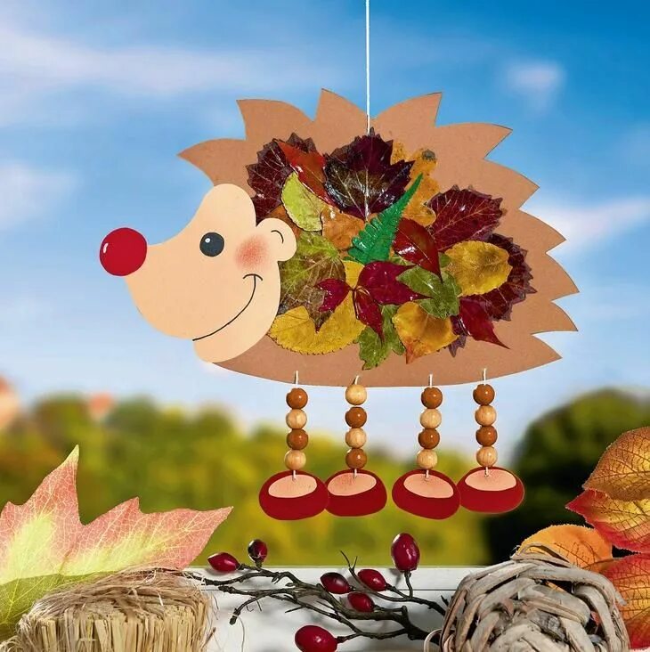 Поделки самоделки осень Hedgehog with leaves own hands Craft activities, Crafts, Novelty christmas