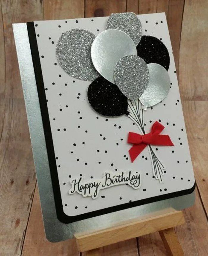Поделки самоделки открытка на день рождения Karten zum geburtstag ideen zum selber machen silberglanz luftballons Birthday c