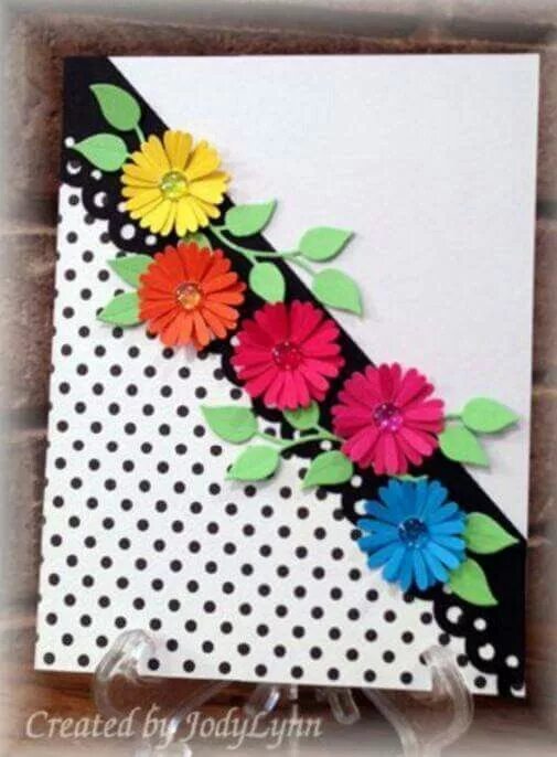 Поделки самоделки открытки Black and white card Card craft, Cards handmade, Flower cards