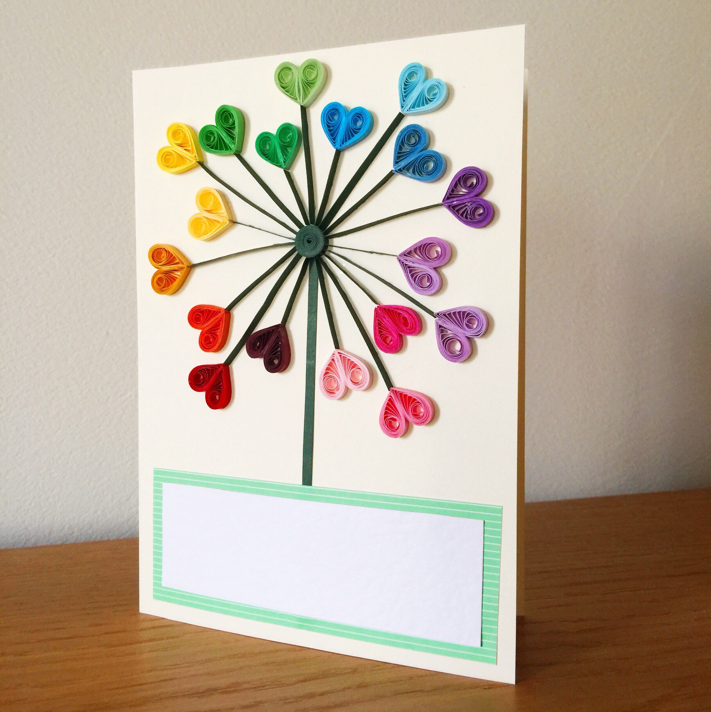 Поделки самоделки открытки Quilled heart dandelion flower greetings card for birthday Etsy