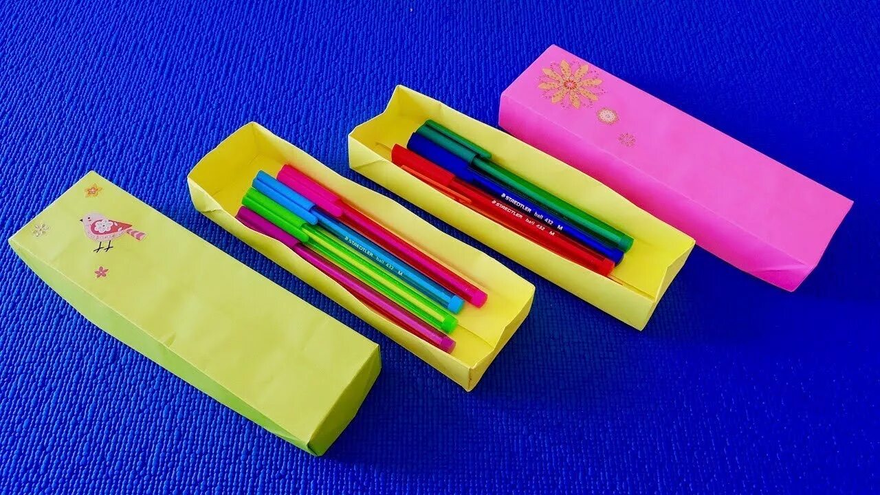 Поделки самоделки пенал из бумаги Paper box for pencils. Penal Origami. Pencil box organization. - YouTube