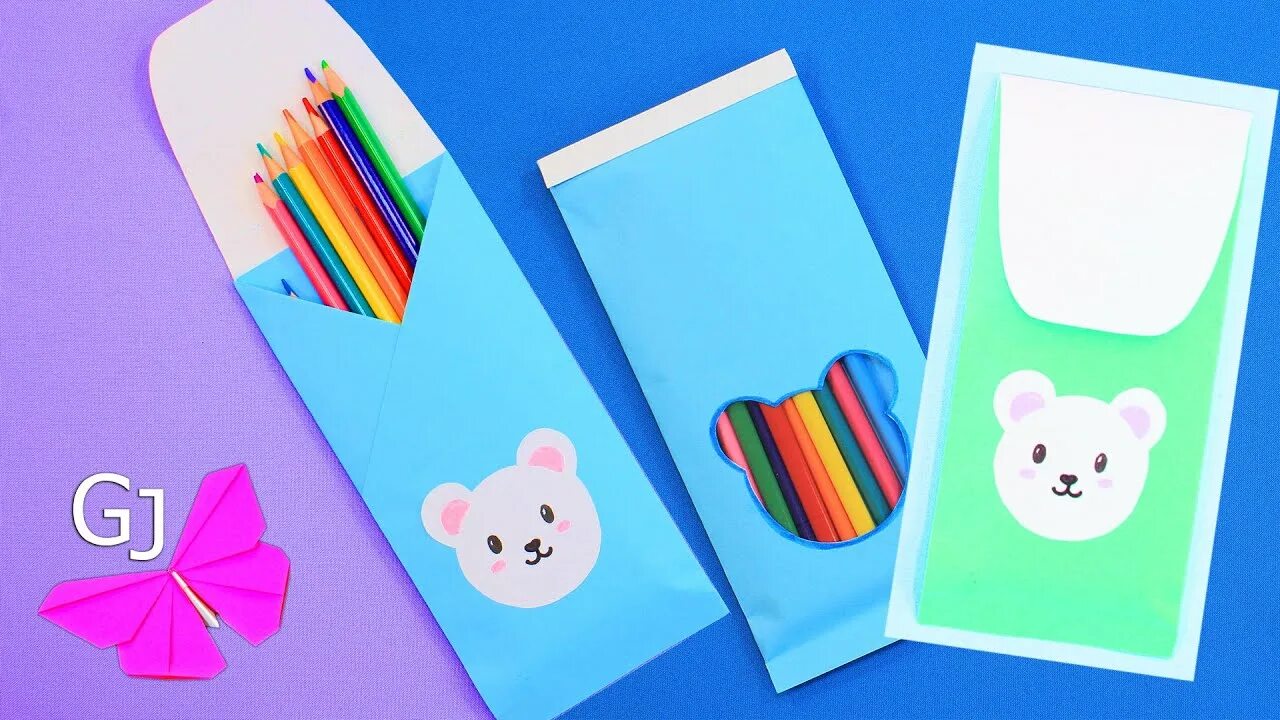 Поделки самоделки пенал из бумаги Safe Video - Простой веселый пенал с медвежонком из бумаги / Кавайная канцелярия