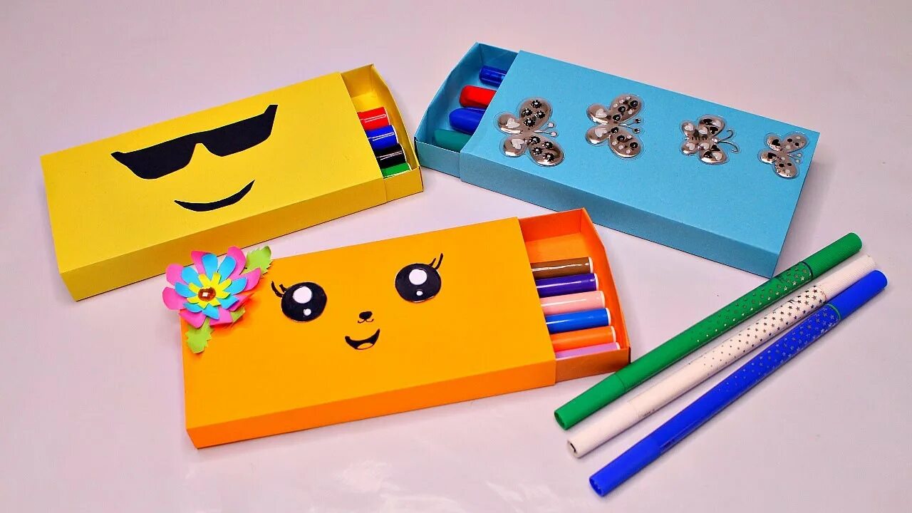 Поделки самоделки пенал из бумаги DIY Оригами Коробочка Пенал из бумаги своими руками - YouTube