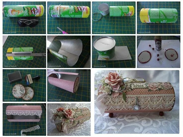 Поделки самоделки подарки Turning prickle can into beautiful storage gift Como fazer caixa, Artesanato cai