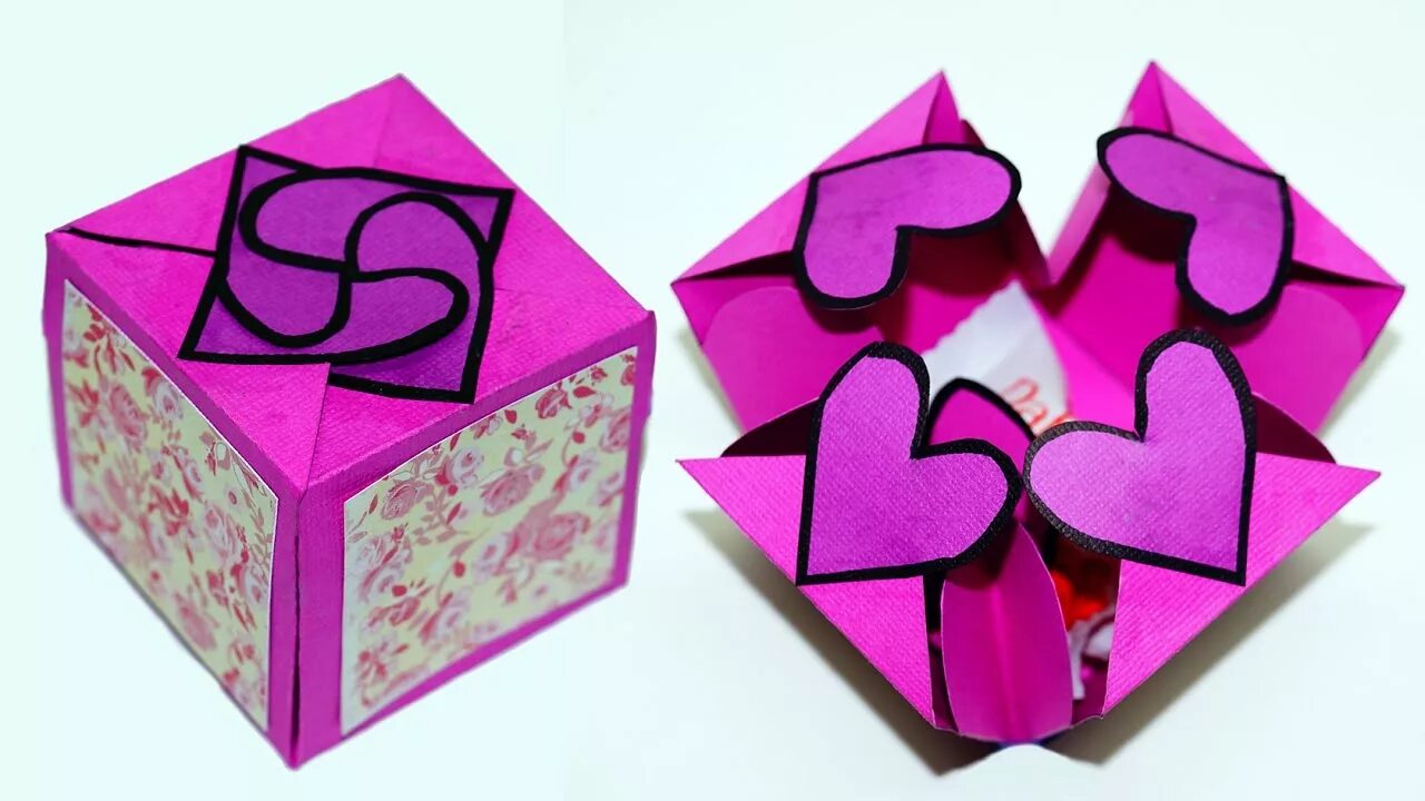 Поделки самоделки подарки своими руками DIY paper crafts idea - Gift box sealed with hearts - a smart way to present you