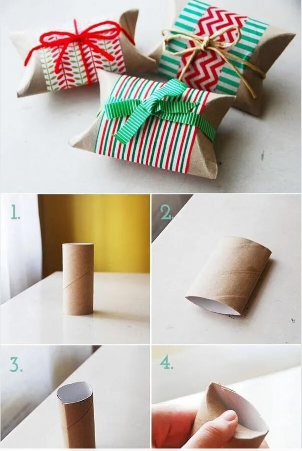 Поделки самоделки подарки своими руками boite cadeau à partir d'un rouleau de papier toilette Diy christmas gifts, Chris
