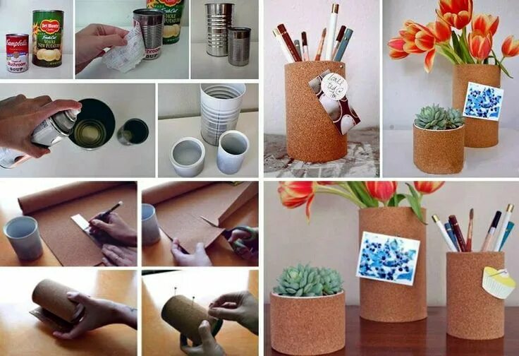 Поделки самоделки попить Подставки или мини вазы для цветов Trabalhos manuais, Latas recicladas, Ideias p