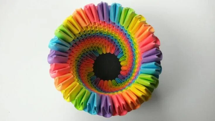 Поделки самоделки радужные Portapapeles de origami 3D arco iris - Soporte de pluma - Origami modular - Acce