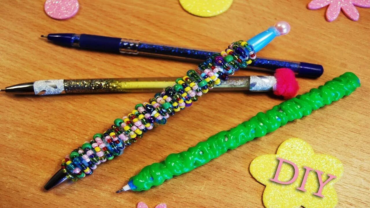 Поделки самоделки ручки 4 ПРОСТЫЕ ИДЕИ ДЕКОРА РУЧЕК СВОИМИ РУКАМИ. 4 simple pen decor ideas. Back to sch