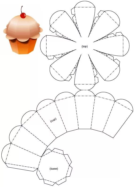 Поделки самоделки схемы Cupcake Box Moldes cajitas de carton, Manualidades, Hacer cajas de regalo