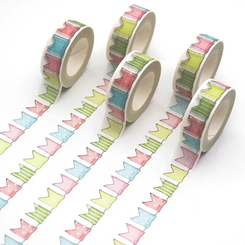 Поделки самоделки скотч 1 PCS Kawaii Colored Flag Washi Tape Pattern Masking Tape Decorative Scrapbookin