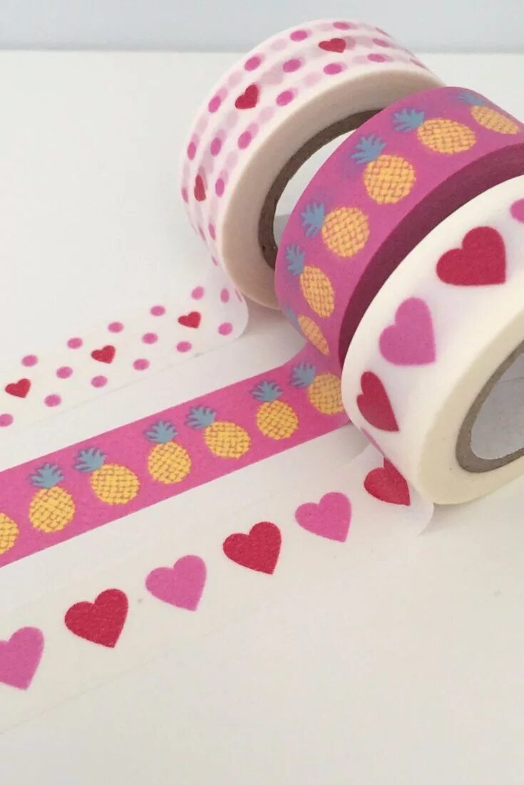 Поделки самоделки скотч Wonderful washi tape - mini hearts and pineapples.
