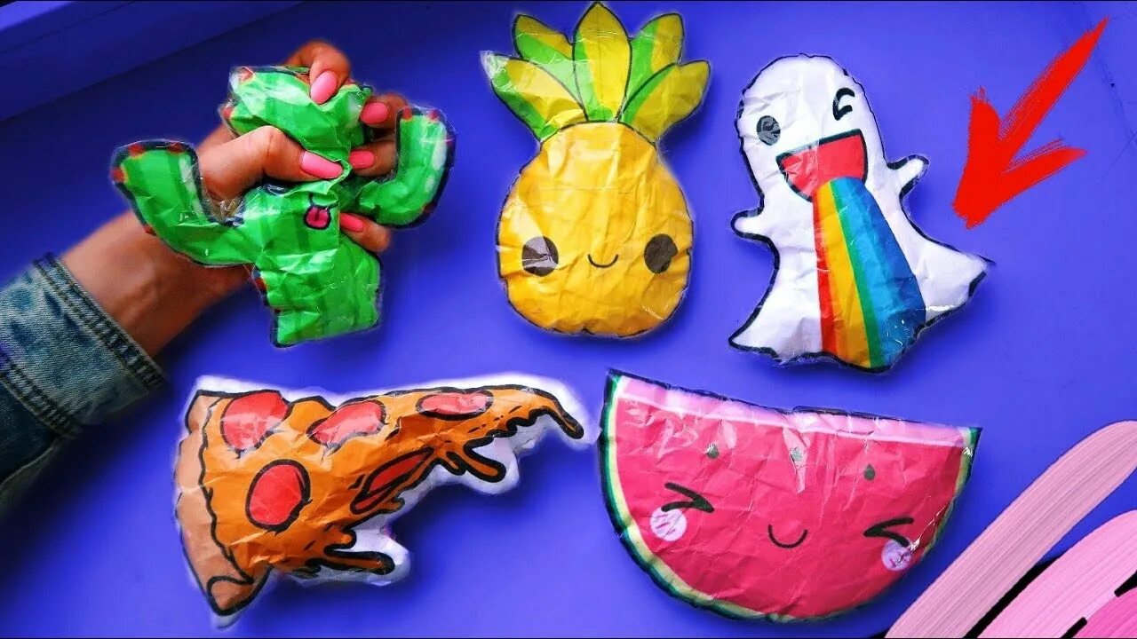 Поделки самоделки сквиши DIY 5 СКВИШИ из БУМАГИ с НОВЫМИ НАПОЛНИТЕЛЯМИ / Squishy СВОИМИ РУКАМИ БОЛЬШИЕ Ан