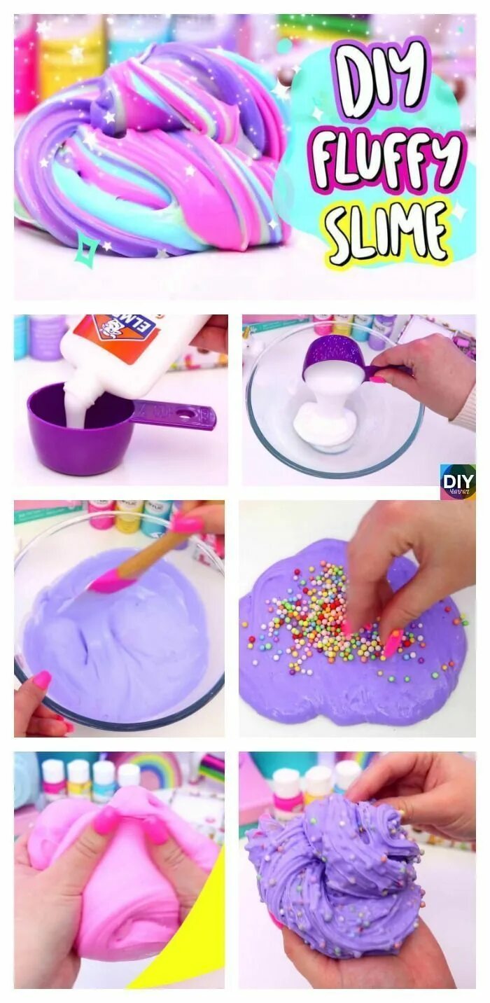 Поделки самоделки слайм сэм Kinderhandwerk - DIY Fluffy Slime Schritt für Schritt Anleitung (Görüntüler ile)