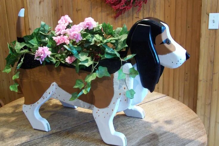 Поделки самоделки собачка Woodendipity_Style_Animal_Planters_Hand_Carved Animal planters, Planter boxes, B