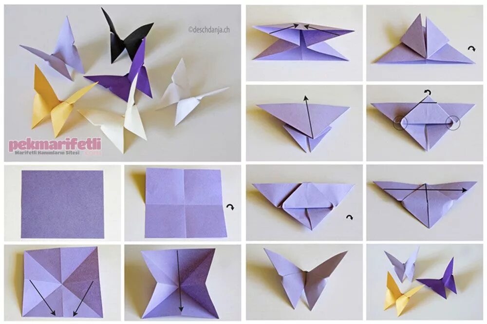 Поделки самоделки своими руками из бумаги Origami tekniğiyle kağıttan kelebek yapımı Origami butterfly instructions, Origa