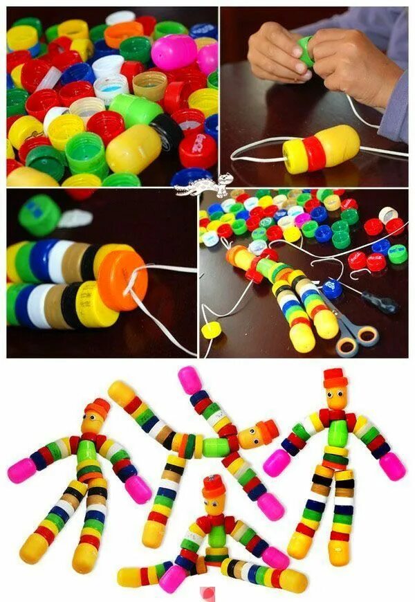Поделки самоделки своими руками из подручных Игры-игрушечки и не только... (деткам) Tapas de botellas, Manualidades, Reciclad