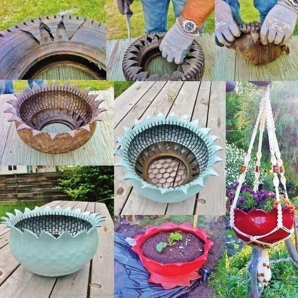 Поделки самоделки своими руками из подручных средств 35+ Ways To Upcycle Tires Into Useful Items Around The Home Garden crafts diy, T