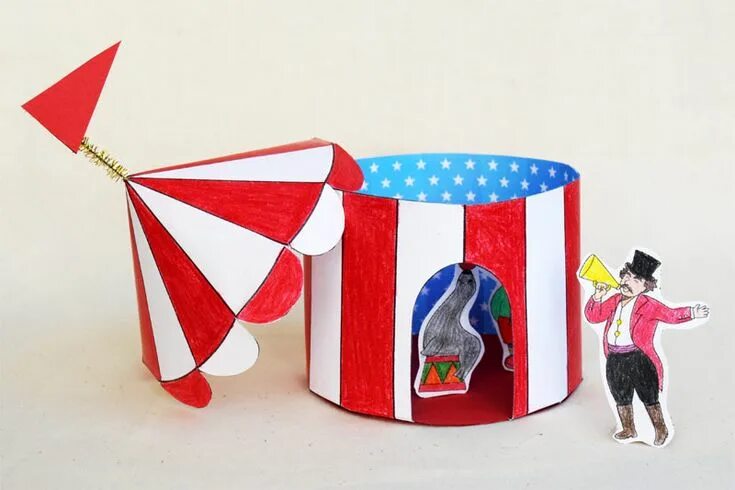 Поделки самоделки цифровой цирк Paper Circus Tent Kids' Crafts Fun Craft Ideas FirstPalette.com Circus crafts, T