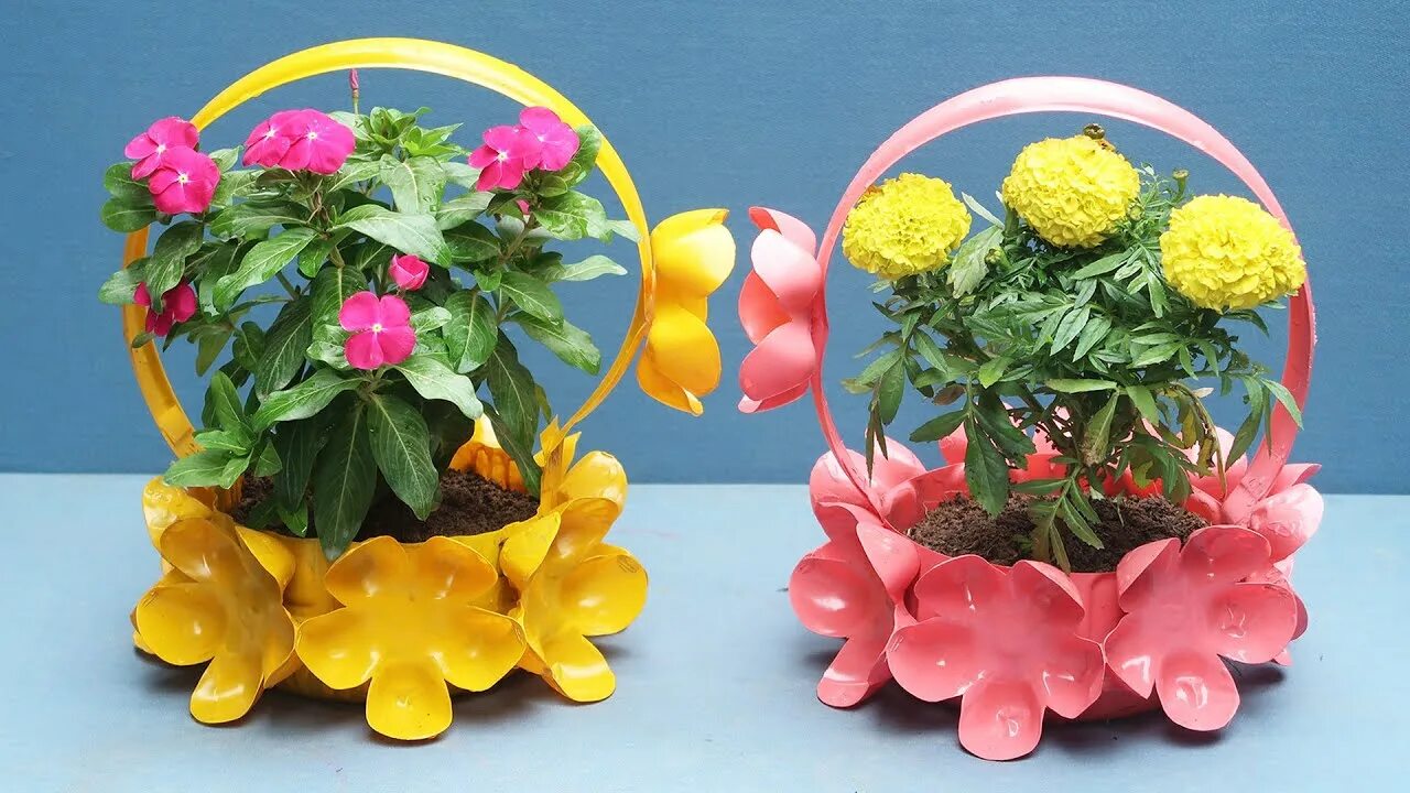 Поделки самоделки цветок DIY At Home Beautiful Flower Pots With Plastic Bottle Recycling - YouTube