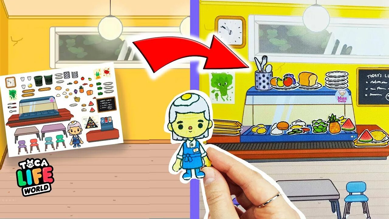 Поделки самоделки тока бока Toca Life World: School Cafeteria TUTORIAL / DIY Quiet Book Toca Boca / Paper Do