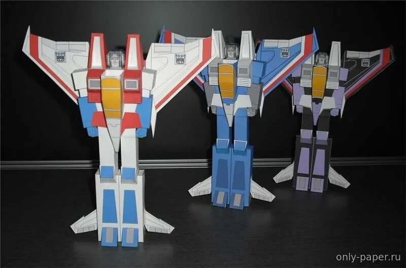 Поделки самоделки трансформер Starscream, Skywarp and Thundercracker (Transformers) из бумаги, модели сборные 