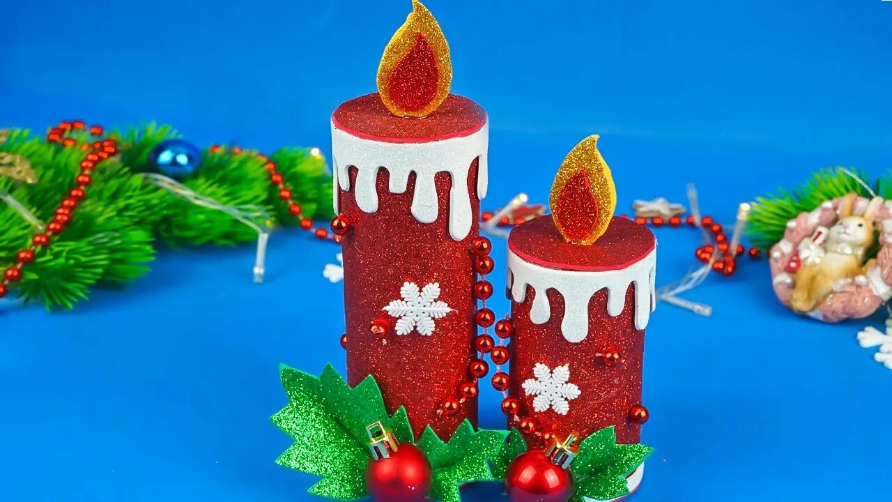 Поделки самоделки ютуб Новогодние поделки своими руками Свеча из фоамирана - YouTube