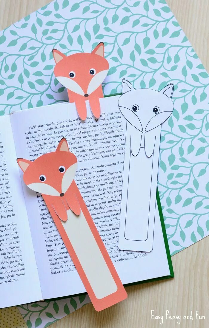 Поделки самоделки закладки Printable Fox Bookmarks - DIY Bookmarks Bokmärken diy, Gör egna kort, Bokmärken