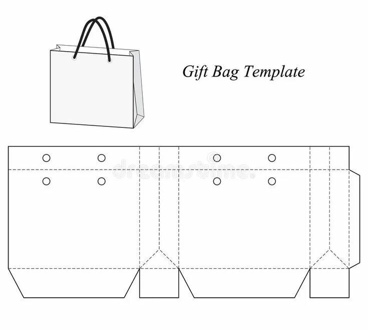 Поделки сумка из бумаги с выкройкой Blank gift bag template stock illustration Gift bag templates, Box template, Gif