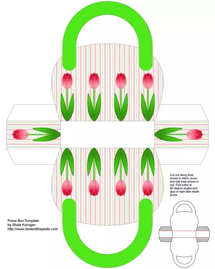 Поделки сумка из бумаги с выкройкой Tulip Purse Box Box template, Paper box template, Printable box