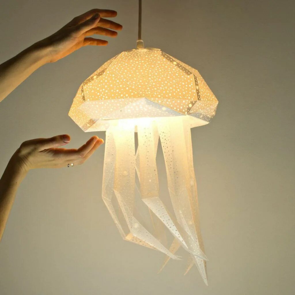 Поделки светильники своими руками Luminárias inspiradas em origamis e animais marinhos Luminárias inspiradas em or