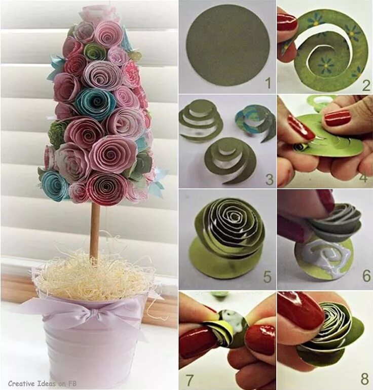 Поделки своими руками фото инструкция Come fare Albero di Natale con fiori di carta - Tutorial Fotografico Diy basteli