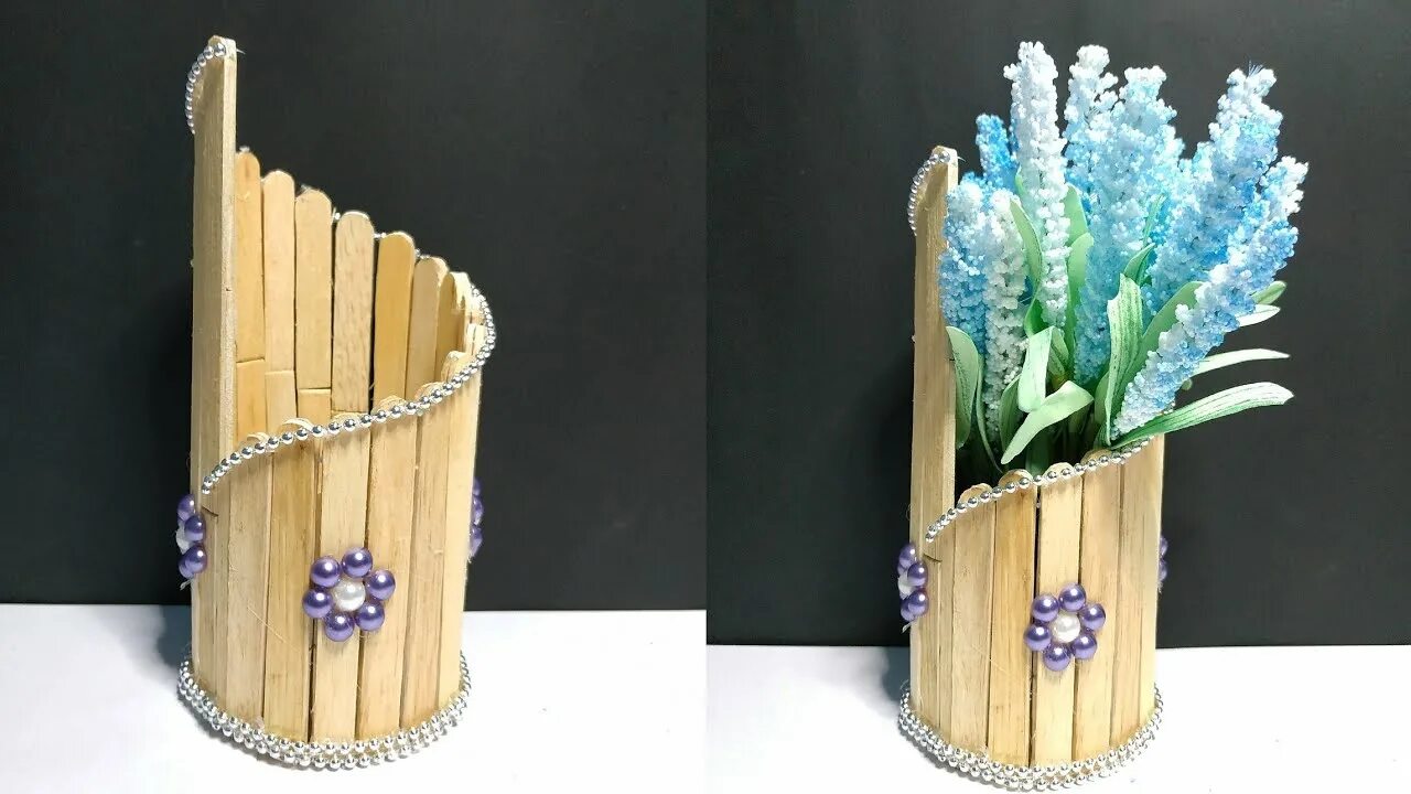 Поделки своими руками фото инструкция Kreasi stik es krim Ide kreatif membuat vas Bunga dari Stik Es krim Popsicle sti