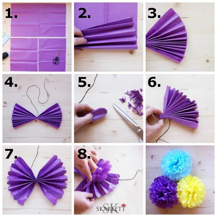 Поделки своими руками фото инструкция Pompones de papel paso a paso Decoracion pompones de papel, Manualidades, Hacer 