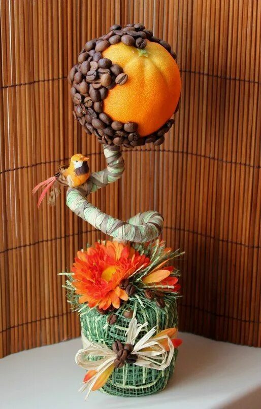Поделки своими руками фото мастер coffee bean art Топиар, Поделки из кофе, Поделки