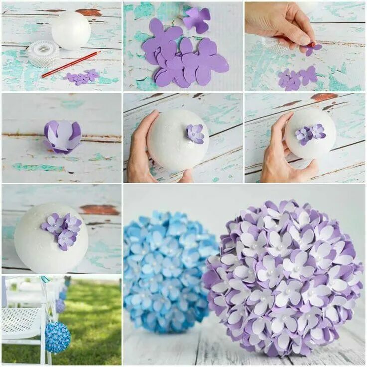 Поделки своими руками фото пошагово Paper hydrangea Diy flores, Flores de papel diy, Tutorial de flor