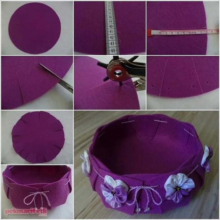 Поделки своими руками фото пошагово Felted basket, Felt diy, Yarn diy