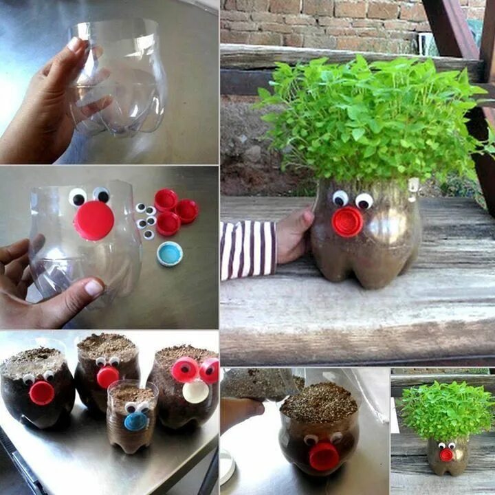 Поделки своими руками из подручных фото Macetero reciclado/Manualidades para niños #reciclaje Plastic bottle crafts, Diy