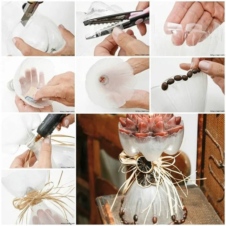 Поделки своими руками из подручных фото DIY Pretty Candle Holder from Plastic Bottle - CraftSmile Plastic bottle crafts,