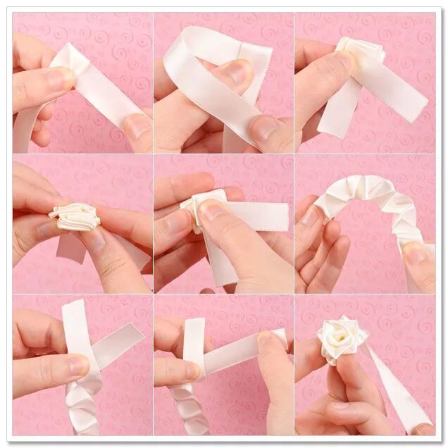 Поделки своими руками пошаговая инструкция фото DIY Romantic Rose Headband PreOwned Wedding Dresses Ribbon flower tutorial, Diy 