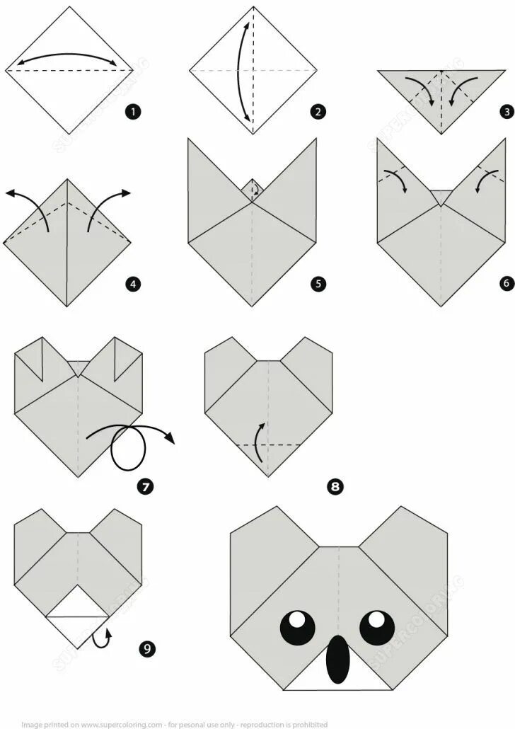 Поделки своими руками схемы для начинающих How To Origami Easy Step By Step How To Make An Origami Koala Face Step Step Ins