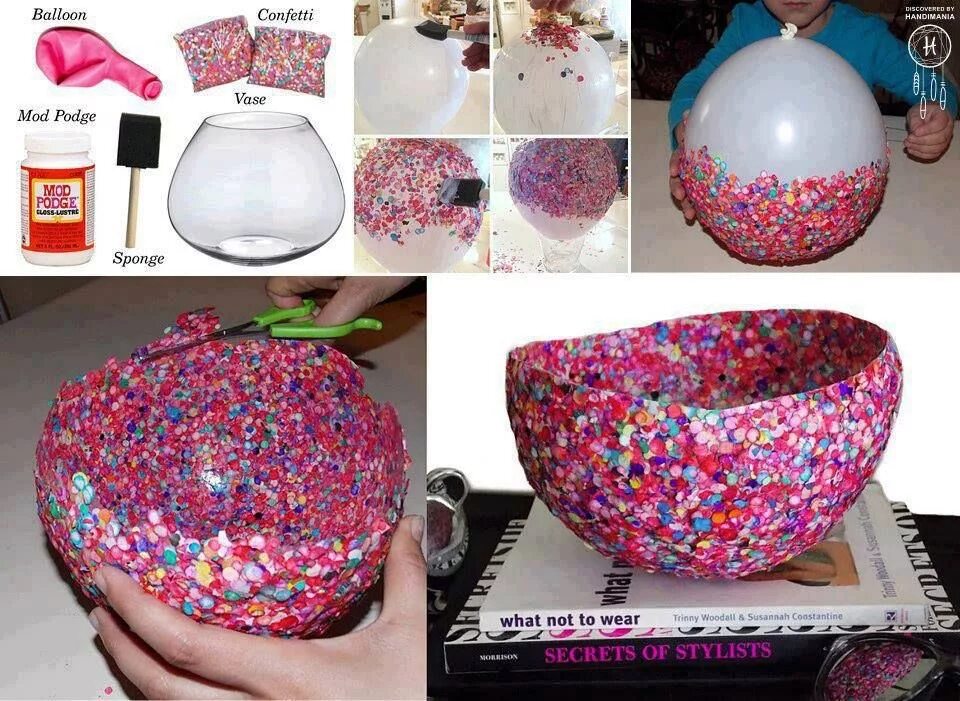 Поделки своими руками в домашних условиях confetti bowl Diy crafts, Balloon crafts, Fun crafts