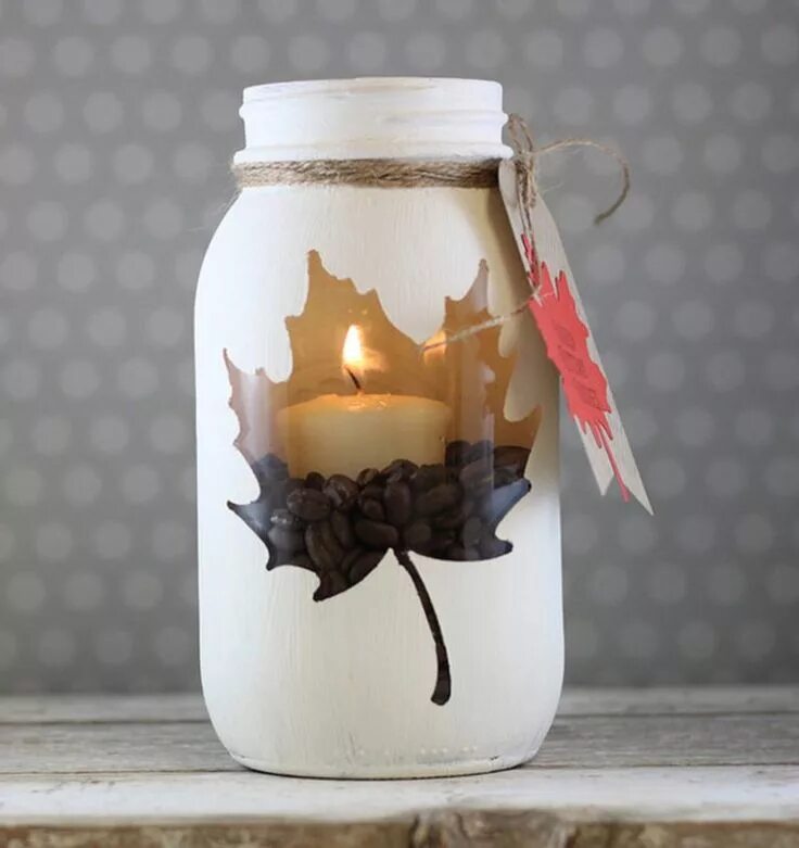 Поделки в банке своими руками фото Fall Leaves Create a Warm Card. and More! Mason jar crafts diy, Fall mason jar c